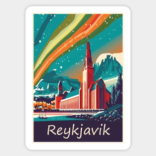 Reykjavik, Iceland, Travel poster Sticker